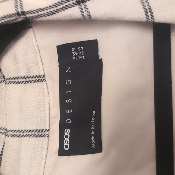 NWOT Asos Cotton and Linen White Grid Oversized Blazer - Picture 7 of 14